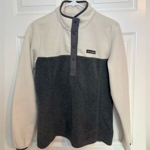 Columbia Cream and Gray Fleece Pullover